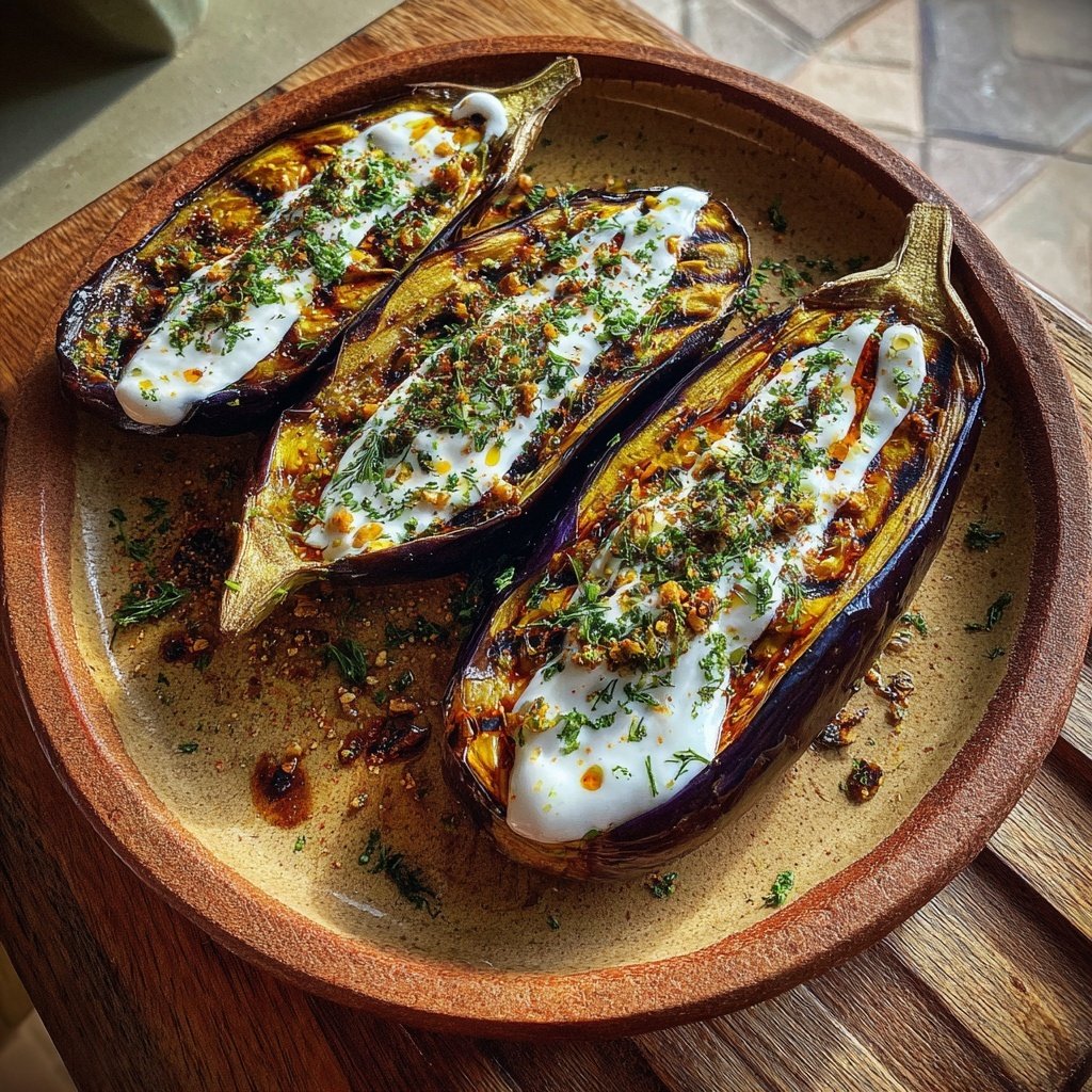 Gegrillte Auberginen Mit Kräuterjoghurt