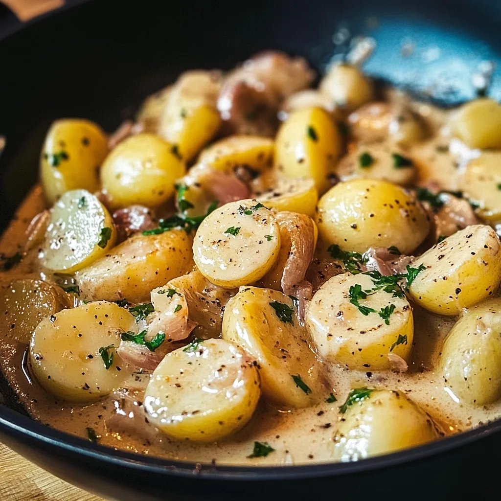 Kartoffeln in Knoblauch-Sahne-Soße
