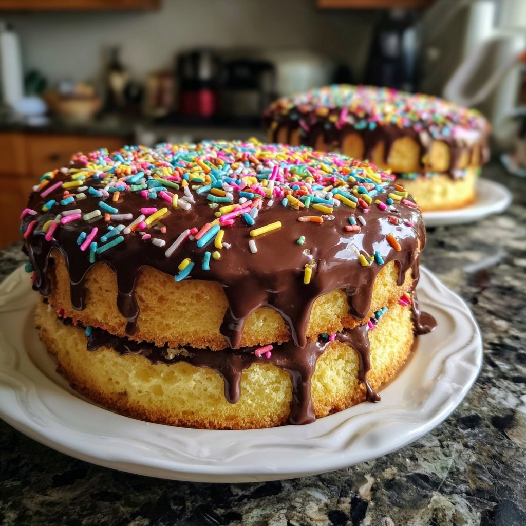 Geburtstagskuchen mit Schokoglasur