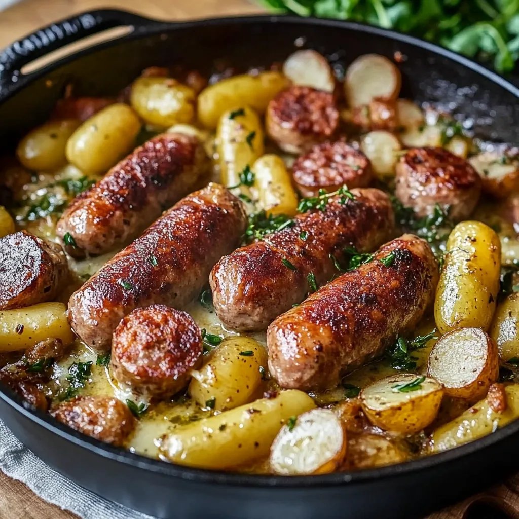 Köstlicher Wurst Bohnen Kartoffel Auflauf