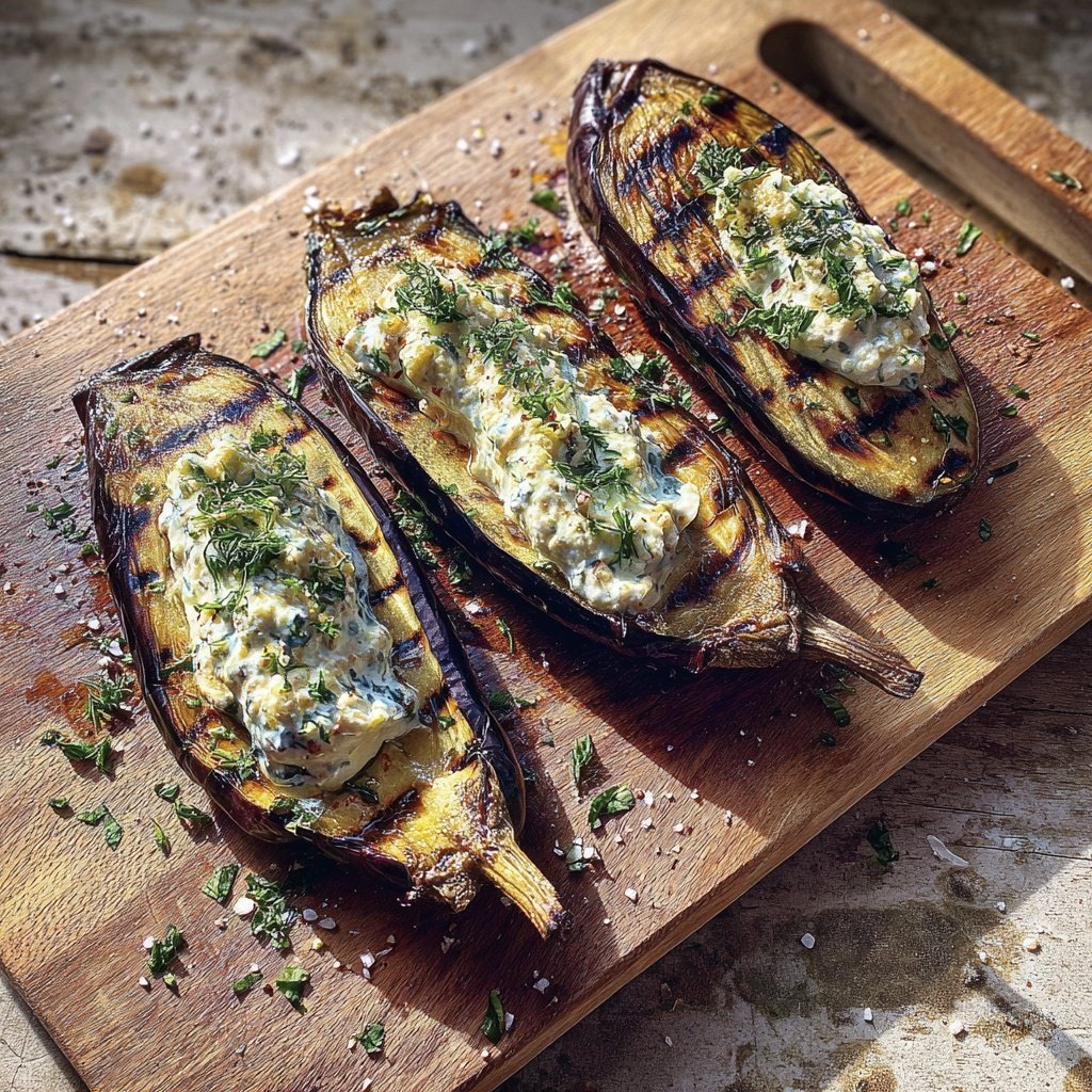 Gegrillte Auberginen Mit Kräuterquark